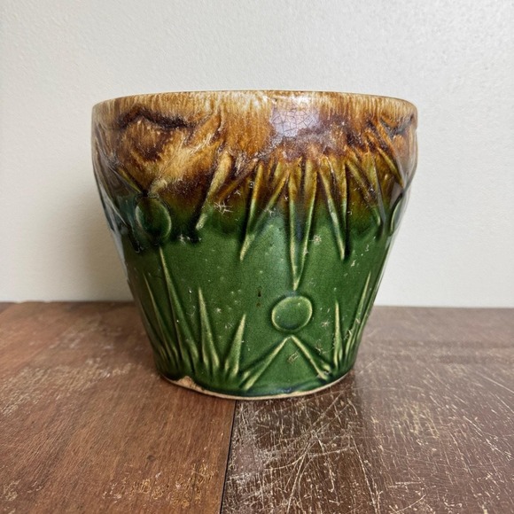 Robinson Ransbottom Co Other - Robinson Ransbottom Co Sun & Moon Green Brown Roseville Drip Plant Flower Pot
